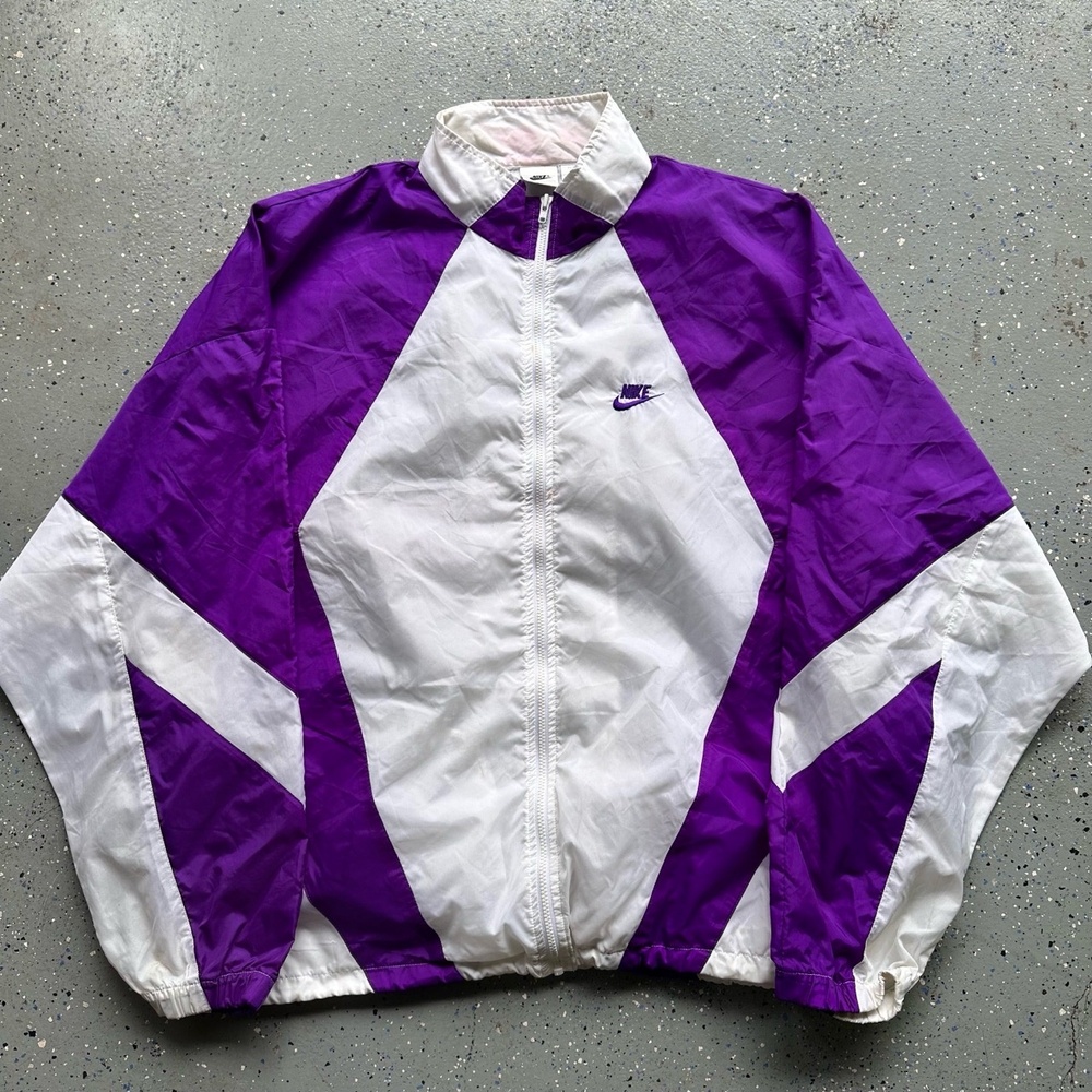 Nike Vintage 90s Windbreaker Track Jacket XXL Purple White Full Zip
